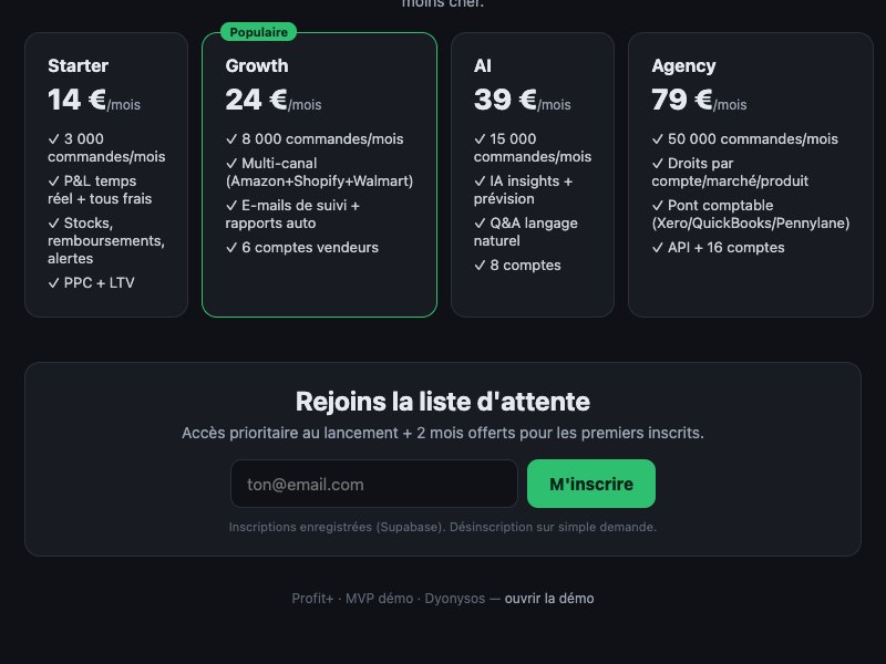 Profit+ — captures de la solution 3