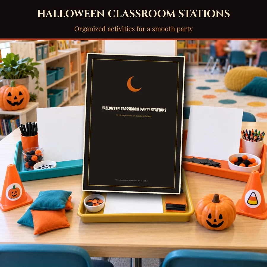 Halloween classroom party stations