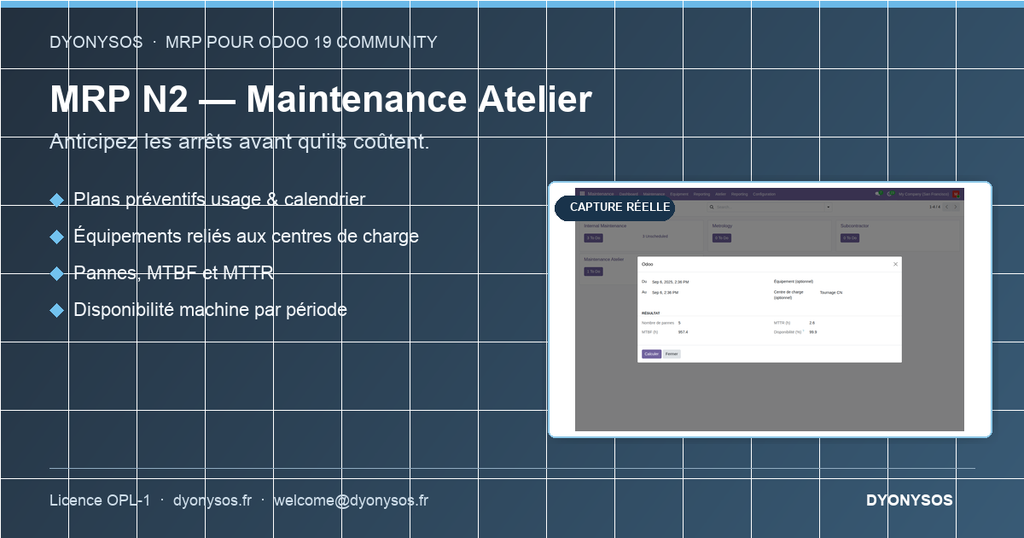 Capture d'écran — MRP N2 — Maintenance Préventive d'Atelier (GMAO Odoo Community)