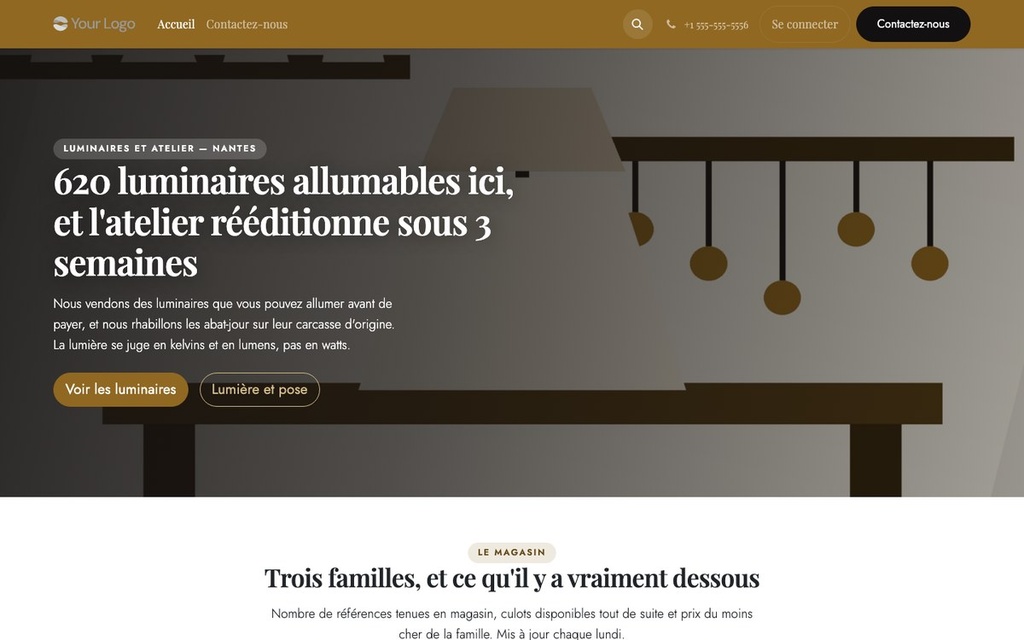 Capture d'écran — Thème Abat-jour — Magasin de luminaires et atelier d'abat-jour (gratuit)