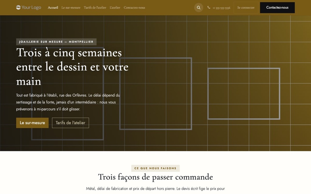 Capture d'écran — Thème Atelier — Créateur de bijoux et joaillerie (complet)