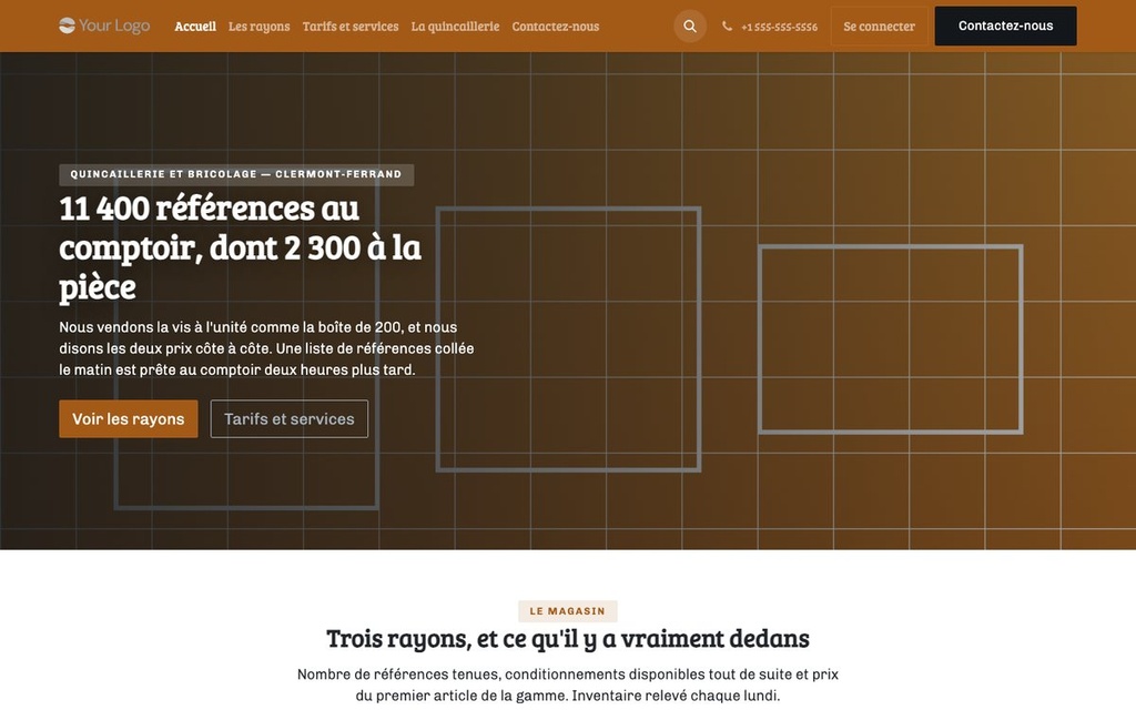 Capture d'écran — Thème Boulon — Quincaillerie et bricolage (complet)