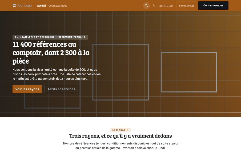 Capture d'écran — Thème Boulon — Quincaillerie et bricolage (gratuit)