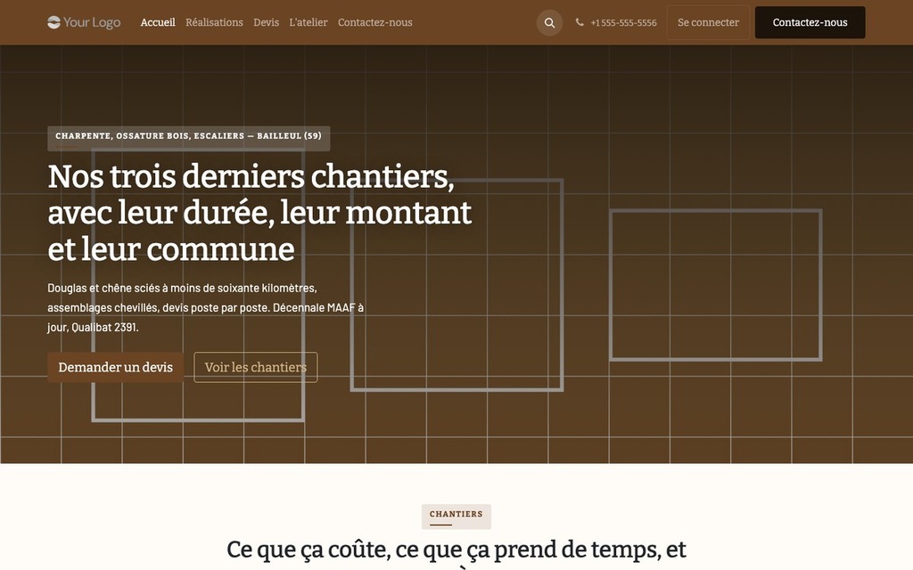 Capture d'écran — Thème Charpente — Charpente et menuiserie (complet)