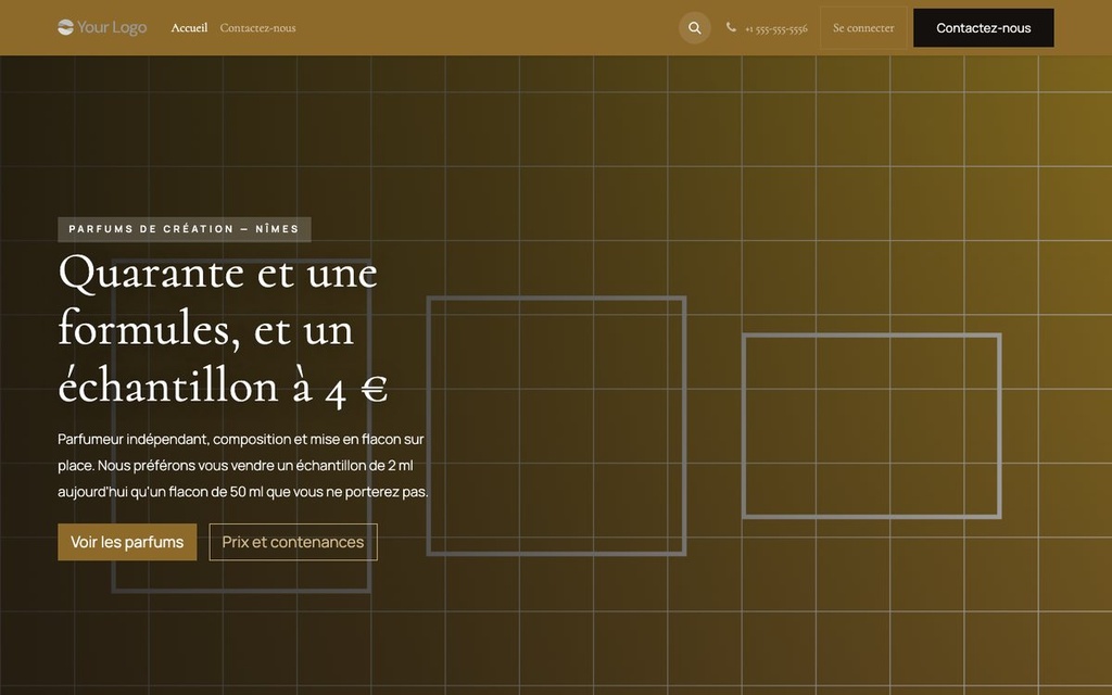 Capture d'écran — Thème Flacon — Boutique de parfumerie (gratuit)