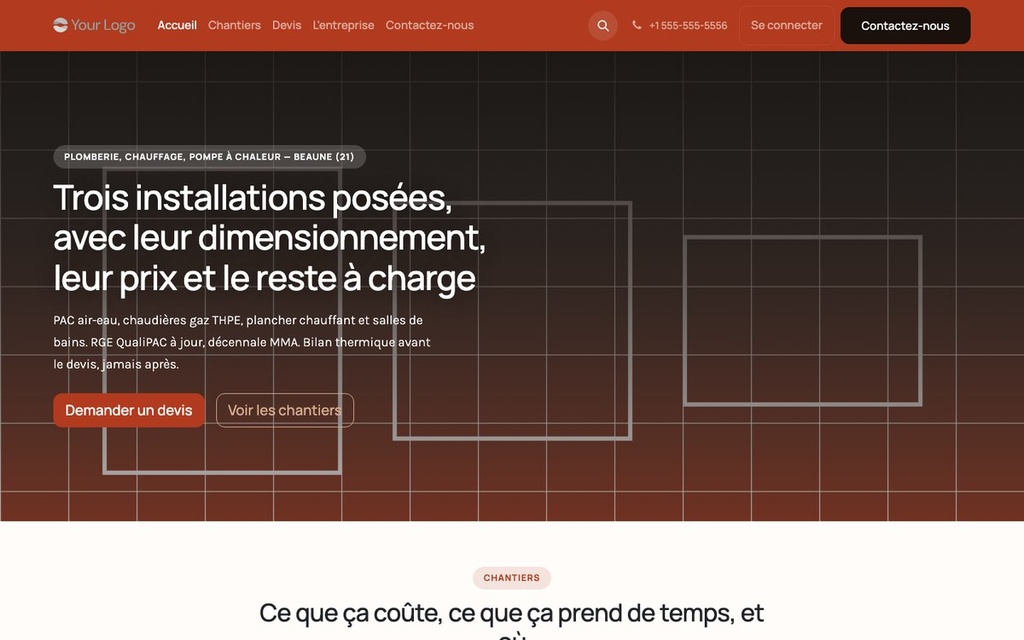 Capture d'écran — Thème Flamme — Plomberie, chauffage et pompe à chaleur (complet)