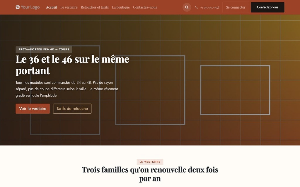 Capture d'écran — Thème Lino — Boutique de mode et prêt-à-porter (complet)