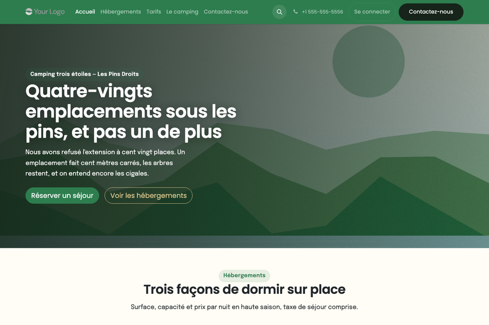 Capture d'écran — Thème Pinède — Camping et plein air (complet)