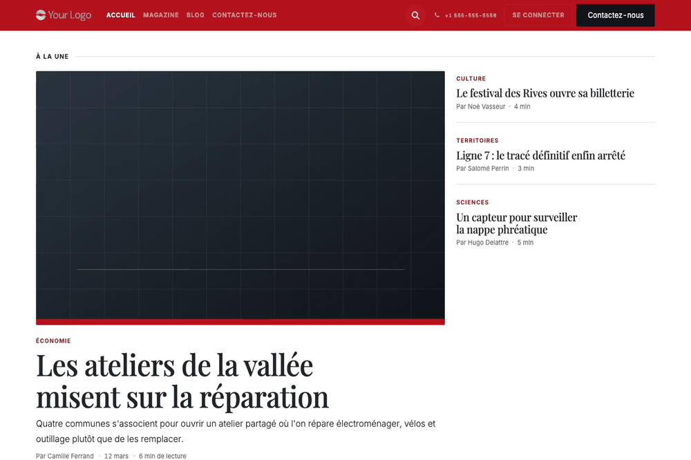 Capture d'écran — Thème Presse — Magazine et presse en ligne (gratuit)