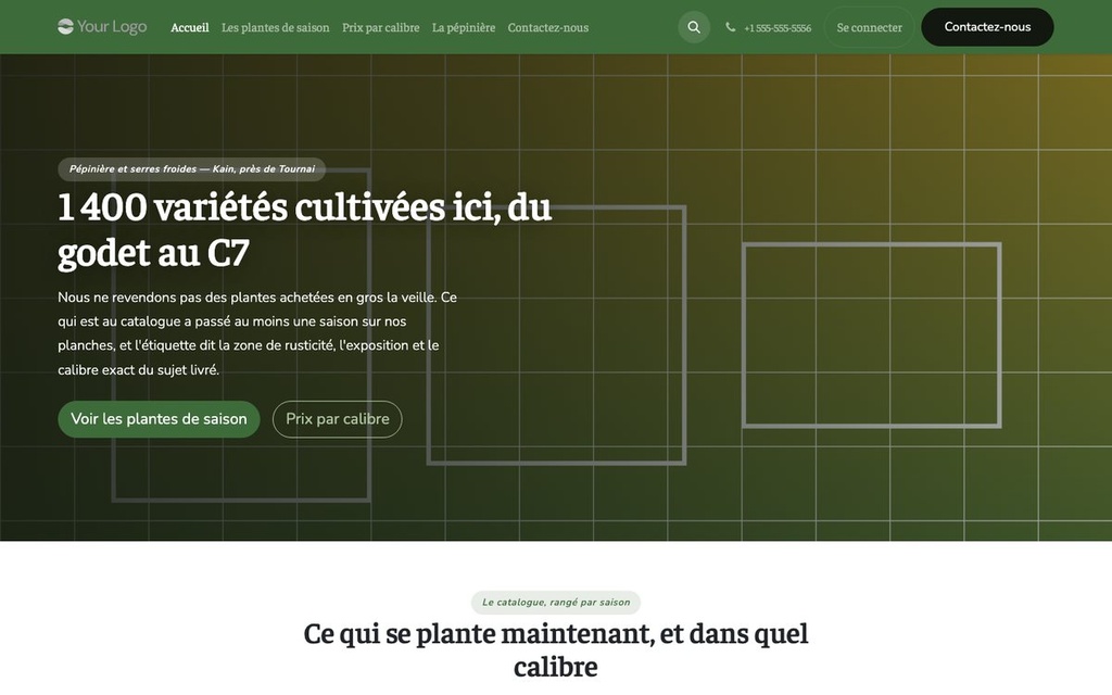 Capture d'écran — Thème Serre — Pépinière, plantes et jardinerie (complet)