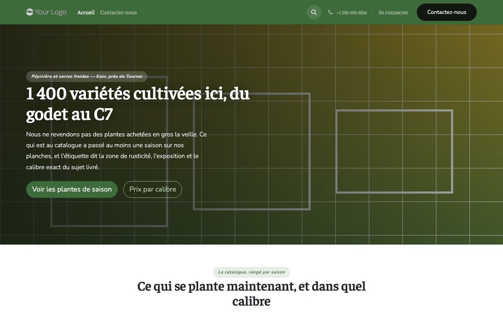 Capture d'écran — Thème Serre — Pépinière, plantes et jardinerie (gratuit)