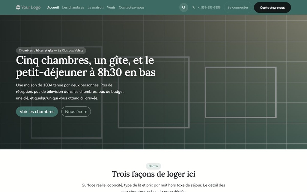 Capture d'écran — Thème Volet — Chambres d'hôtes et gîte (complet)